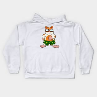 Hamster with colorful Shorts & Sunglasses Kids Hoodie